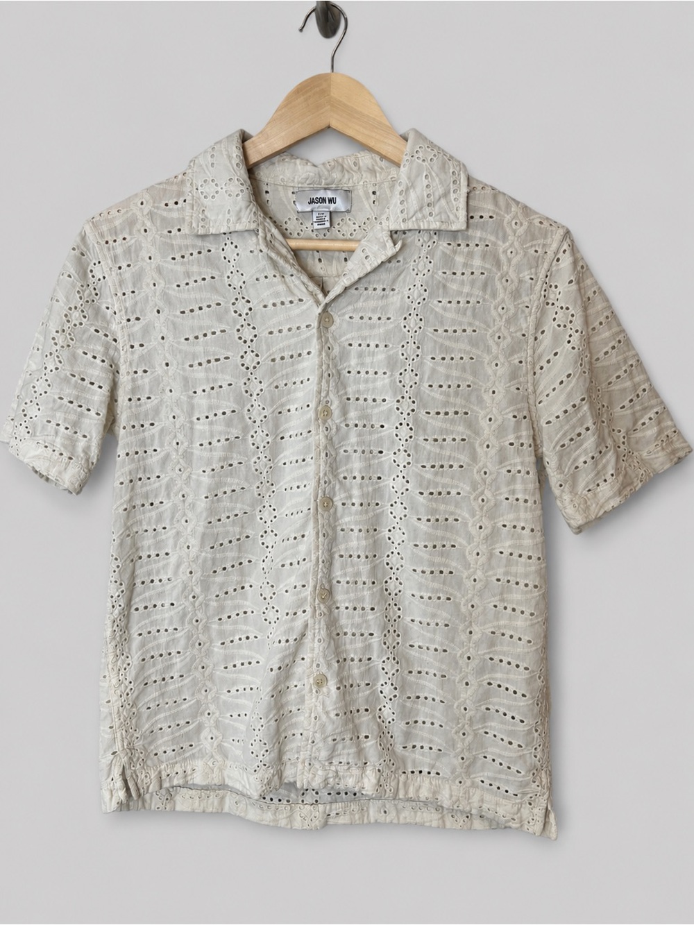 Jason Wu Collection ivory eyelet button-up shirt 100% cotton